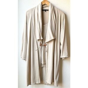 Ralph Lauren Black Label Cashmere Silk Cardigan Tank Set Cream Sz L/XL